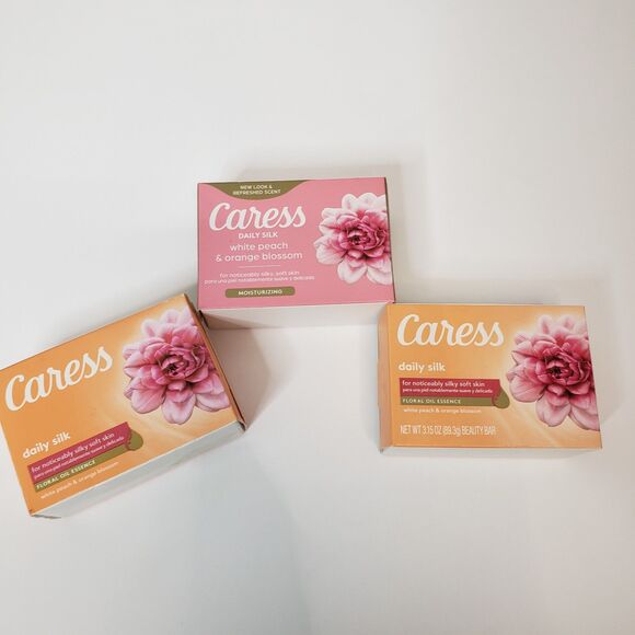 Other - Lot of 3 Caress Soap Daily Silk Beauty Bars White Peach & Orange Blossom 3.15oz